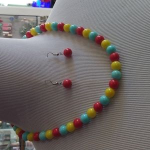 Colorful necklace and earring set